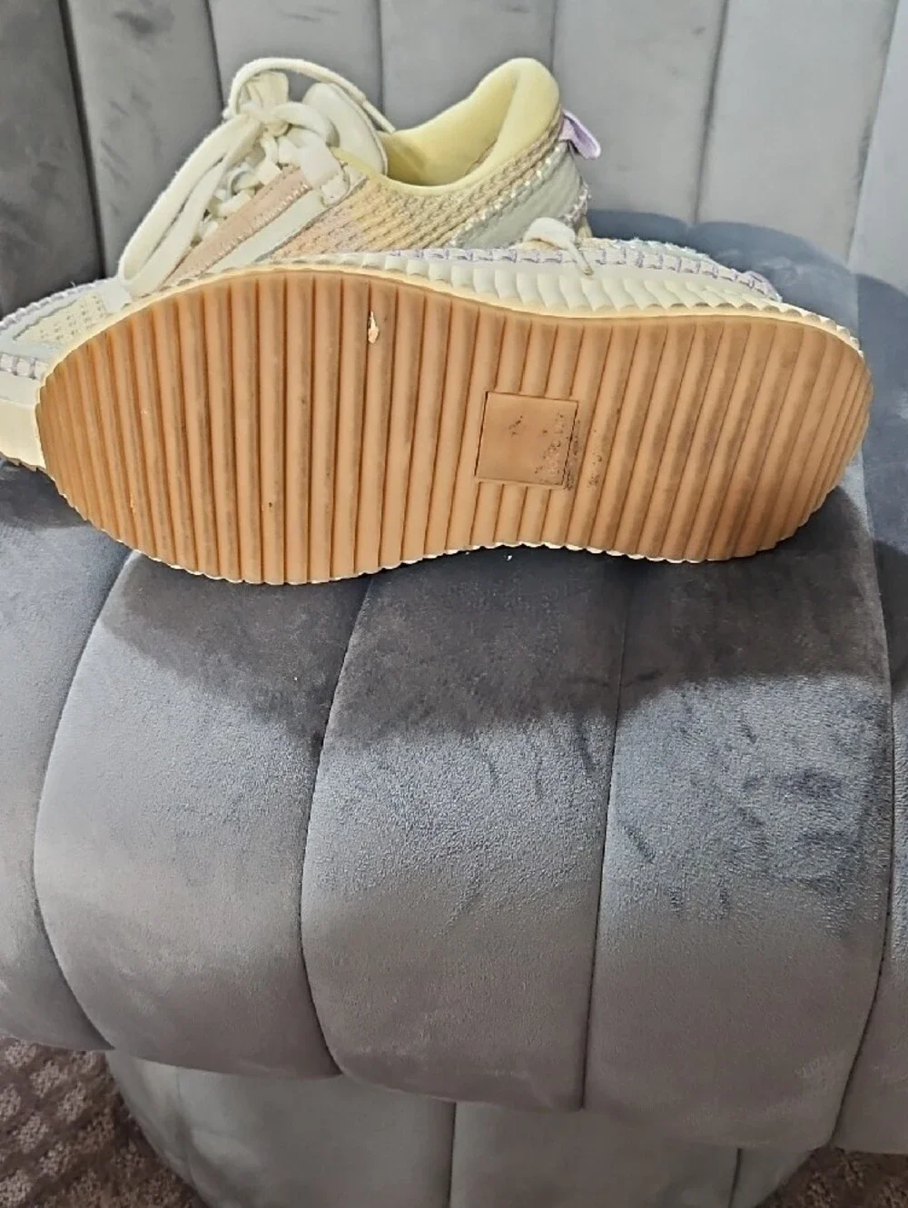 Dolce Vita Cream and Lavender Woven Platform Sneakers